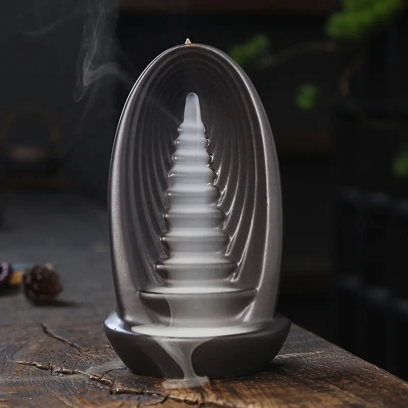 Decorative waterfall incense holder for meditation